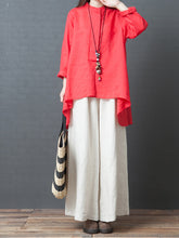 Solid Color Round Neck Loose Comfortable Casual Shirt